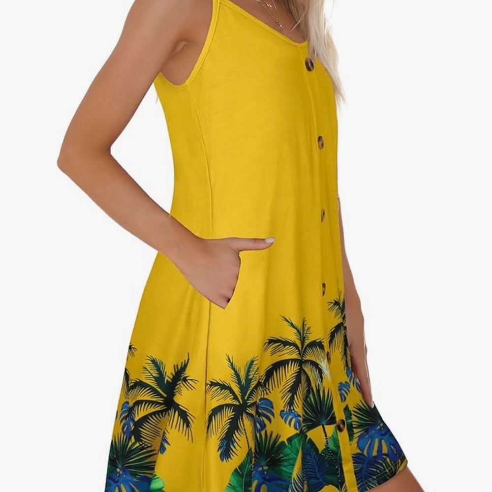 Brand New Yellow Tropical Print Dress